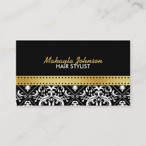 Customizable Elegant black and gold Damask Modern &amp; Stylish Business Cards