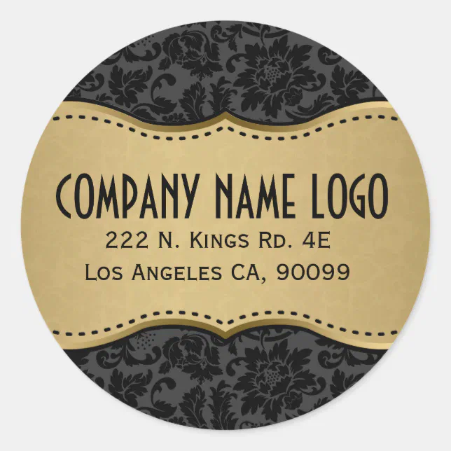 Elegant Black And Gold Damasks Classic Round Sticker Zazzle