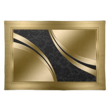 Elegant Black And Gold Damasks Cloth Placemat by ArtOnKitchenWare at Zazzle