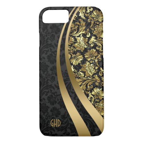 Elegant Black And Gold Damasks Dynamic Stripes 2 iPhone 87 Case