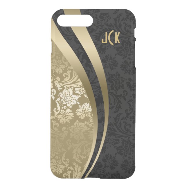 Elegant Black And Gold Damasks Dynamic Stripes 2 Uncommon iPhone Case (Back)