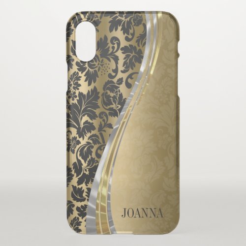 Elegant Black And Gold Damasks iPhone X Case