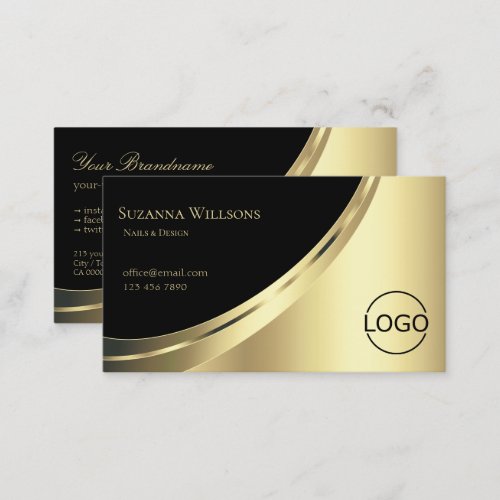 Elegant Black and Gold Decor with Logo Luxurious Business Card