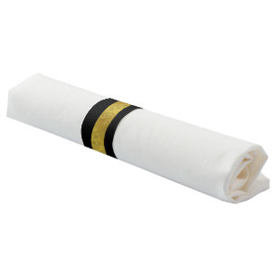 Elegant Black and Gold Decorative Pattern Napkin Bands