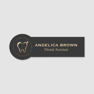 Elegant Black and Gold Dental Assistant Name Tag