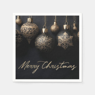 Elegant Black and Gold Design Christmas Ornaments  Napkins
