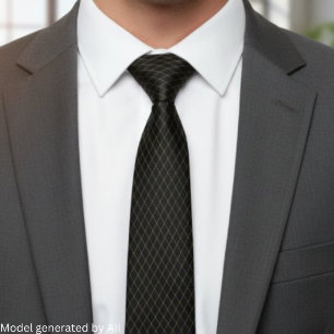 Elegant Black and Gold Diamond Tie
