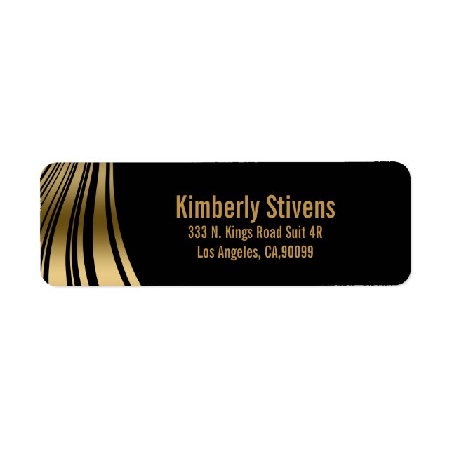 Elegant Black And Gold Dynamic Stripes Label (Front)