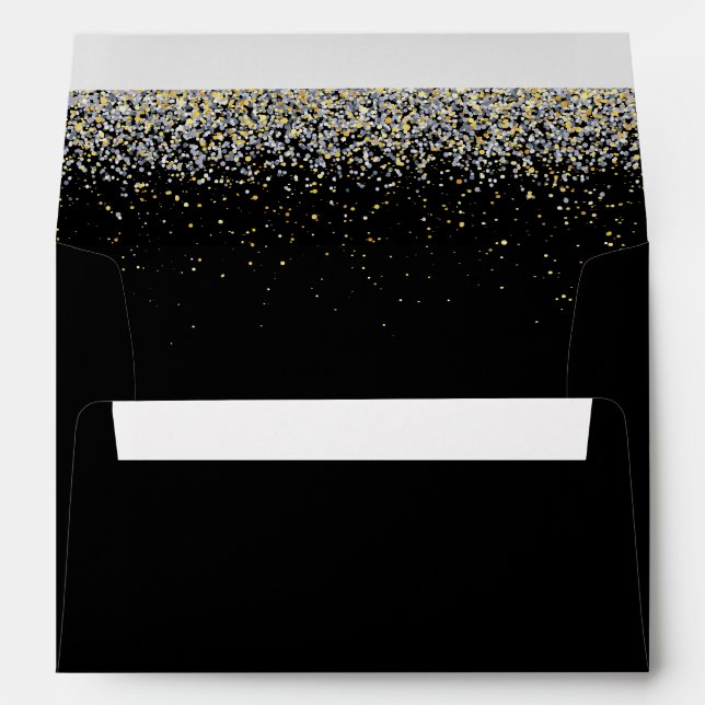Elegant Black And Gold Envelope (Back (Bottom))