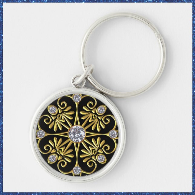 Elegant Black and Gold Faux Diamond Keychain (Creator Uploaded)