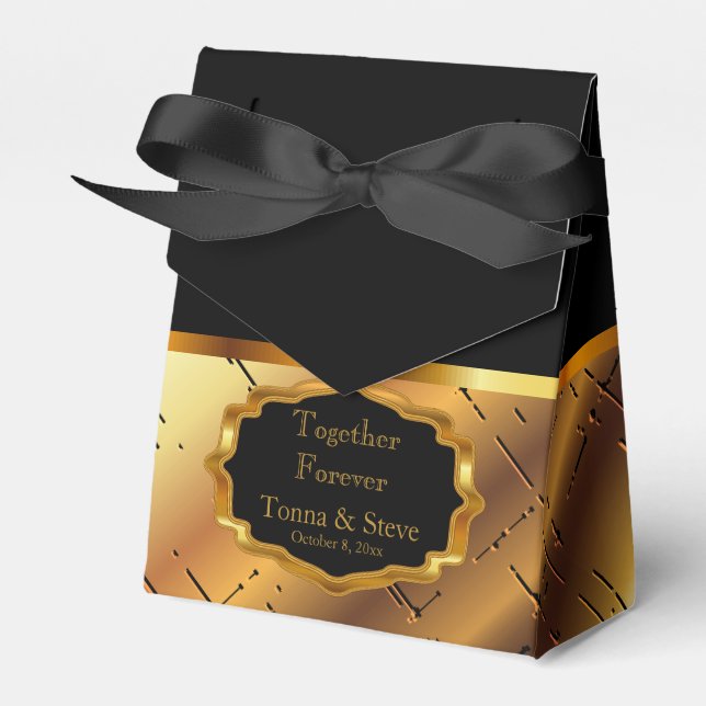 Elegant Black and Gold Favor Box (Front Side)