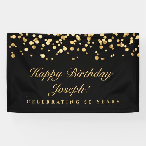 Elegant Black And Gold Fifty 50th Birthday Party Banner