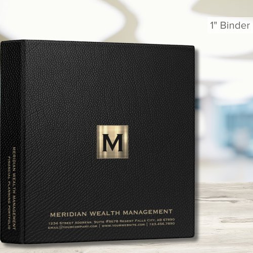 Elegant Black and Gold Financial Portfolio 3 Ring Binder