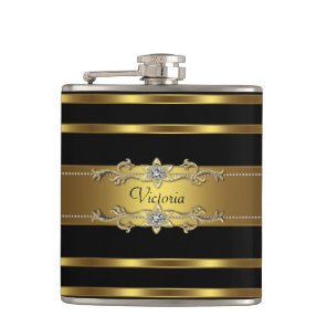 Elegant Black and Gold Flask
