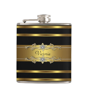 Elegant Black and Gold Flask