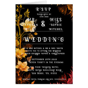 Elegant Black and Gold Floral Cards