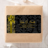 Elegant Black And Gold Floral DamasksAnd Lace Label (Insitu)