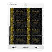 Elegant Black And Gold Floral DamasksAnd Lace Label (Full Sheet)