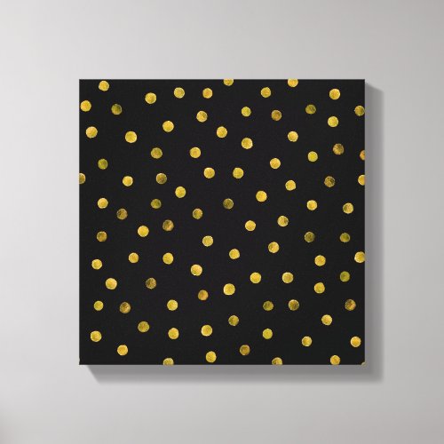 Elegant Black And Gold Foil Confetti Dots Canvas Print