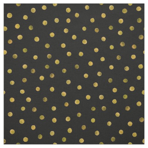 Elegant Black And Gold Foil Confetti Dots Fabric