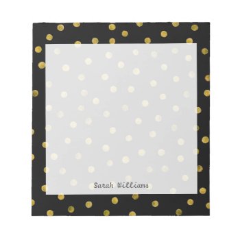 Elegant Black And Gold Foil Confetti Dots Notepad by allpattern at Zazzle
