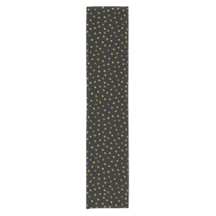 Elegant Black And Gold Foil Confetti Dots Short Table Runner