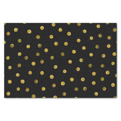 Elegant Black And Gold Foil Confetti Dots Tissue Paper