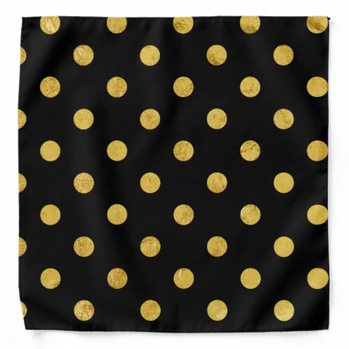 Elegant Black And Gold Foil Polka Dot Pattern Bandana