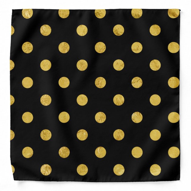 Elegant Black And Gold Foil Polka Dot Pattern Bandana (Front)