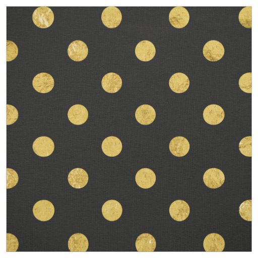 Elegant Black And Gold Foil Polka Dot Pattern Fabric