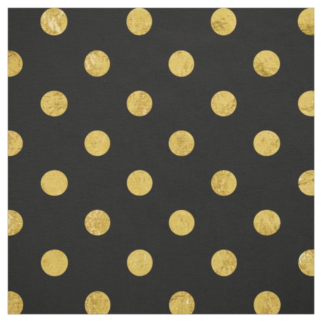 Elegant Black And Gold Foil Polka Dot Pattern Fabric (Swatch)