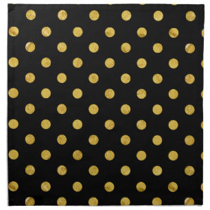 Elegant Black And Gold Foil Polka Dot Pattern Napkin