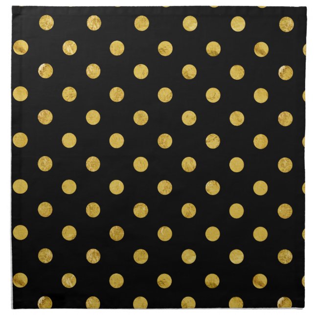 Elegant Black And Gold Foil Polka Dot Pattern Napkin (Front)