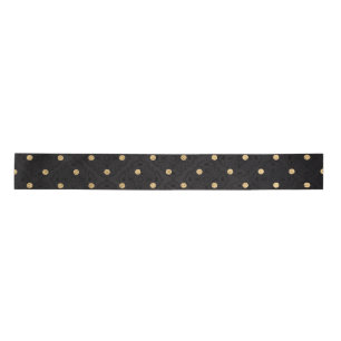 Elegant Black and Gold Foil Polka Dots Satin Ribbon