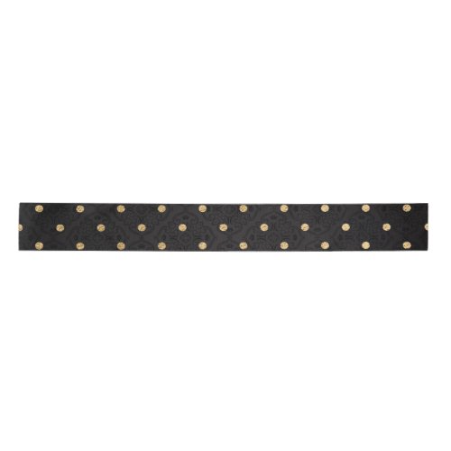 Elegant Black and Gold Foil Polka Dots Satin Ribbon