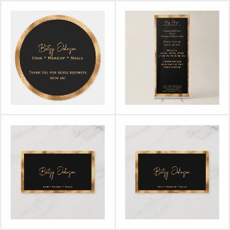 Elegant Black and Gold Foil Salon Business Suite