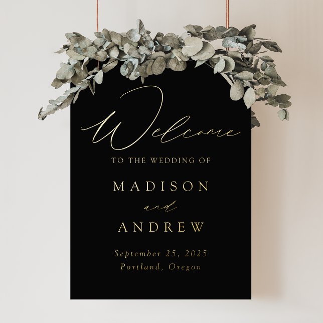 Elegant Black and Gold Foil Script Wedding Welcome Foil Prints (Creator Uploaded)
