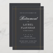 Elegant Black and Gold Formal Retirement Party Invitation (Front/Back)