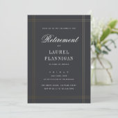Elegant Black and Gold Formal Retirement Party Invitation (Standing Front)