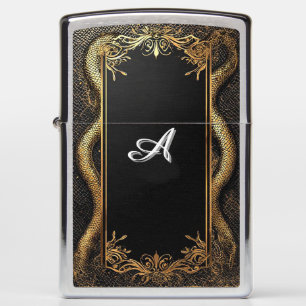 Elegant Black and Gold Frame Zippo Lighter