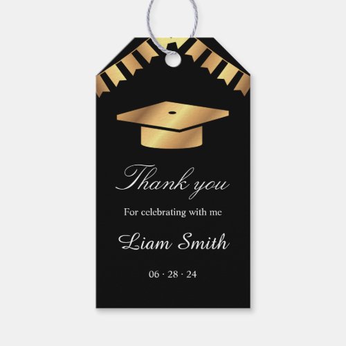 Elegant Black and Gold Gaduation Thank You Favor  Gift Tags