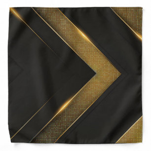 Elegant Black and Gold Geometric Bandana