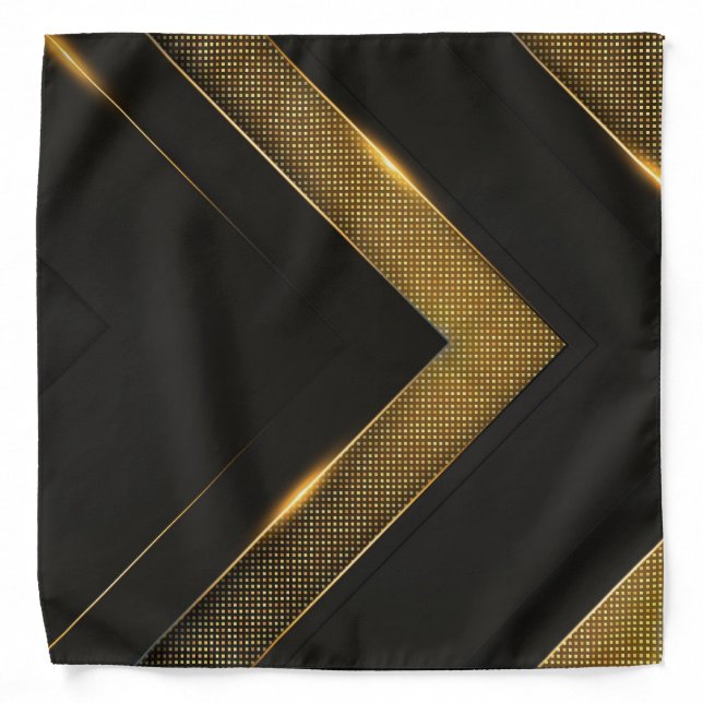 Elegant Black and Gold Geometric Bandana (Front)