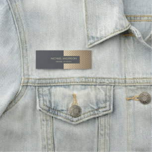 Elegant Black and Gold Geometric Design Name Tag