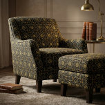 Elegant Black And Gold Geometric Filigree Mosaic Fabric