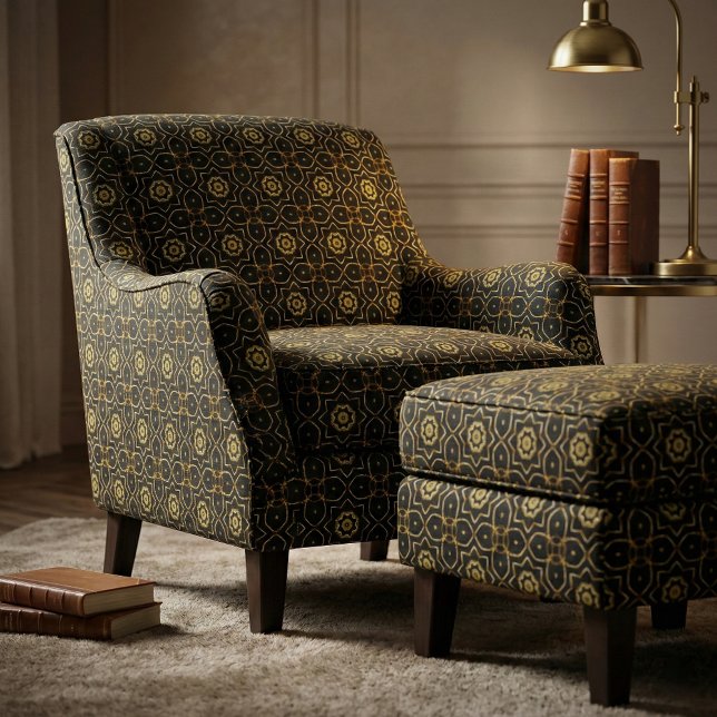 Elegant Black And Gold Geometric Filigree Mosaic Fabric (Creator Uploaded)