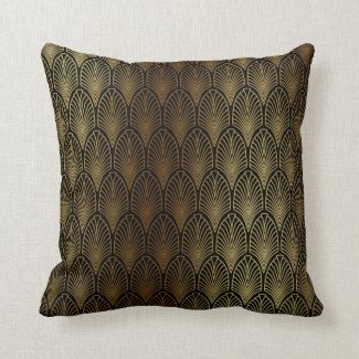 Elegant Black and Gold  Geometric Throw Pillow