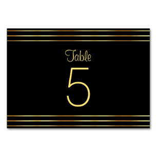 Elegant Black And Gold Glamorous Template Modern Table Number