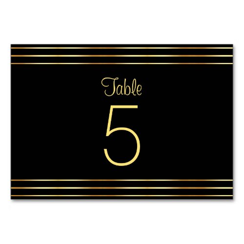 Elegant Black And Gold Glamorous Template Modern Table Number
