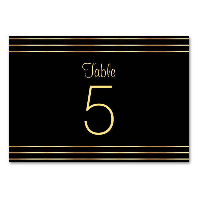 Elegant Black And Gold Glamorous Template Modern Table Number (Front)